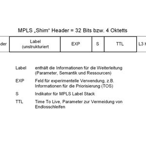 Bild 1: Der MPLS „Shim“ Header besteht aus 32 Bits bzw. vier Oktetts