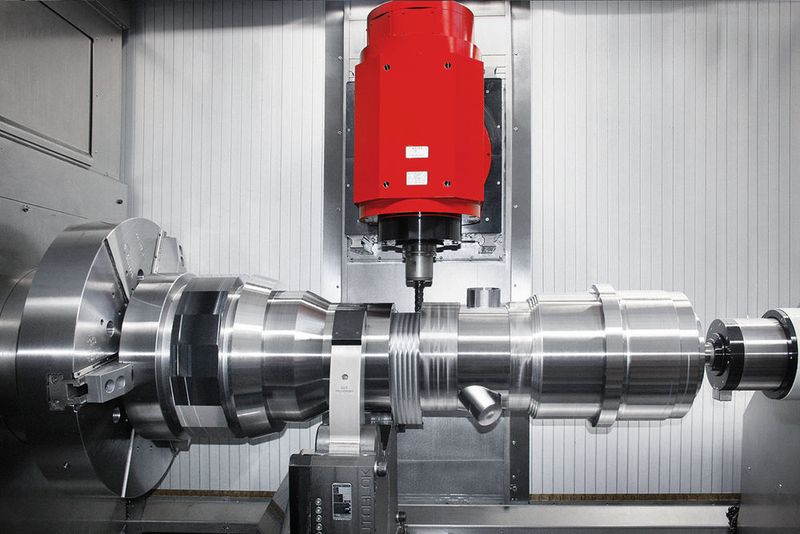 Das neue Hochleistungs-Dreh-Fräszentrum Hyperturn 200 Powermill von Emco: Die leistungsstarke Hauptspindel ist für die Schwerzerspanung ausgelegt. (Bild: Emco)