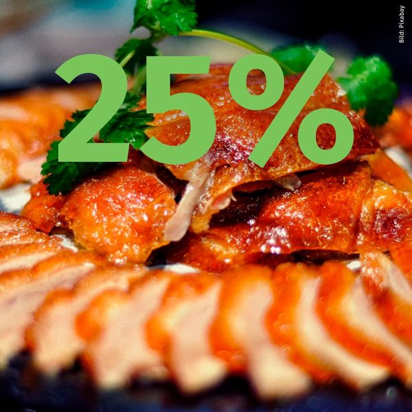 Rang 6: Ein Viertel der Befragten essen Ente zum Weihnachtsfest. (Bild: frei lizenziert)