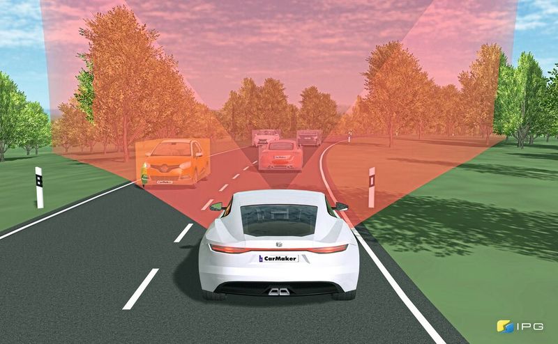 Bild 2: Das ideale Sensormodell liefert eine Objektliste. Allerdings wird die Physik nicht detailliert​ betrachtet. (Bild: IPG)