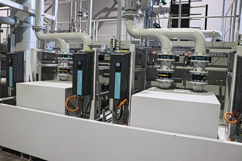 Links hinten im Bild sind die beiden Schmutzwasserabgänge für die Filtermodule zu sehen. Rechts befinden sich die zwei Reinmediumsabgänge, die in Redundanz die Maschinen mit gereinigtem Medium versorgen. (Bild: Knoll)