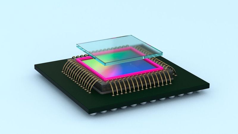 Mit Delo Dualbond EG6290 lassen sich Filtergläser direkt auf den Halbleiterchip kleben. (Bild: Delo)