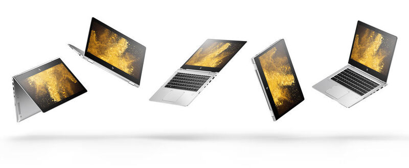 Das HP EliteBook x360 in allen Nutzungsmodi, die das 360-Grad-Scharnier möglich macht. Das 13,3-Zoll-Display ist mit Full-HD oder 4K-Auflösung lieferbar. (HP)