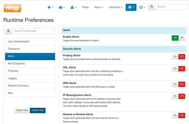 In den Einstellungen können auch Alarme definiert werden. (ntop / Joos)