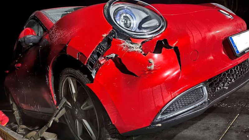 Dieser nach einer Reh-Kollision verunfallte Ora 3 ist für Abschleppdienste ein lukrativer Fang.(Bild:  SP-X)