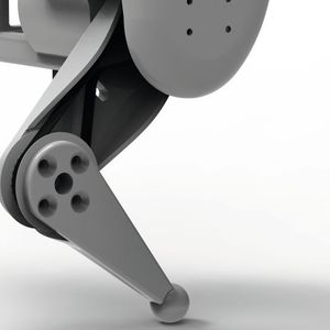 Bild 1 a: Die Symbiose aus Topologieoptimierung und additiver Fertigung erlaubt die Verfolgung völlig neuartiger Ideen. Ein Beispiel ist die Optimierung des Ober- und Unterschenkels eines Sprungroboters.