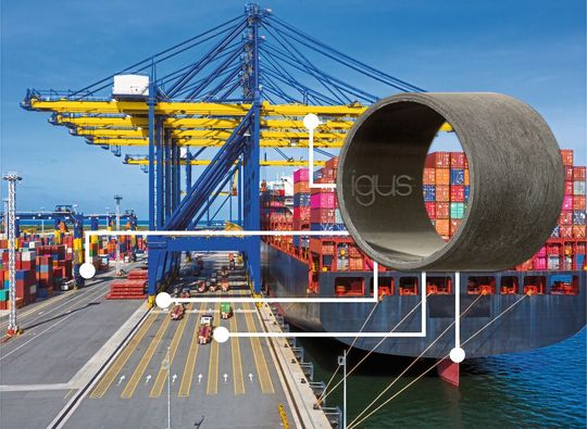 Speziell für Anwendungen mit hohen dynamischen Kräften wie in Hebezeugen bietet der neue Werkstoff Igutex TX3 eine noch höhere Laufleistung.  (Bild:  Igus)