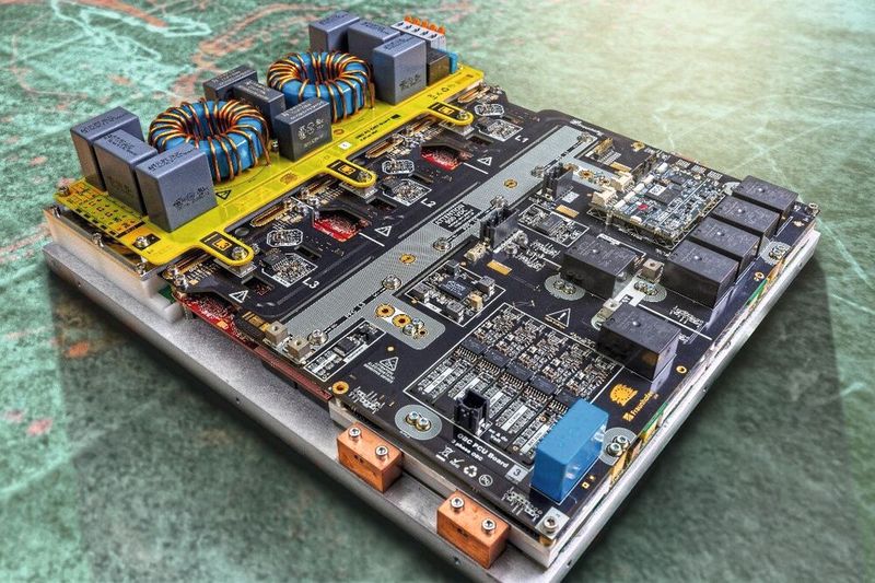 Im Rahmen des europäischen Forschungsprojekts HiPower 5.0 arbeitet das Fraunhofer IZM an einem besonders kompakten 22-kW-Onboard-Charger für Elektrofahrzeuge, der durch bidirektionale GaN-Halbleiter höhere Effizienz, geringere Baugröße und niedrigere Kosten ermöglichen soll. Ziel ist die Entwicklung leistungsfähiger Ladeelektronik auf Basis einer europäischen Wertschöpfungskette für zukünftige Elektrofahrzeuge und weitere Anwendungen. (Bild: Fraunhofer IZM | Volker Mai)
