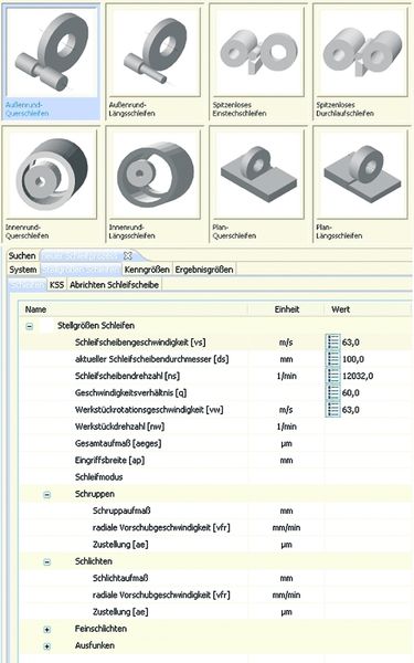 Bild 2: Das Modul Apos-Datenbank dient zur einheitlichen und vollständigen Technologiedatenerfassung aller Schleifprozesse im Unternehmen. (Archiv: Vogel Business Media)