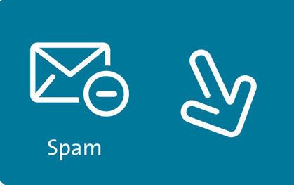6. Spam: Drei von vier E-Mails sind unerwünscht. Zwar ist Spam zahlenmäßig rückläufig, trotzdem bleibt es eine der größten Gefahren im Internet. Oft verbirgt sich hinter scheinbar seriösen E-Mails mit Rechnungen oder Informationen zu Online-Bestellungen eine infizierte Datei oder ein Download-Link für gefährliche Schad-Software. Die meisten Internet-Provider haben zwar Spam-Filter eingerichtet, die potenziell gefährliche E-Mails aussortieren. Internetnutzer sollten dennoch vorsichtig sein und weder auf Anhänge noch auf Links in E-Mails unbekannter Herkunft klicken. Neuestes Phänomen ist Social Media Spam, das über soziale Netzwerke, Apps oder Kurznachrichtendienste verbreitet wird.  (Pfeile zeigen steigende bzw. sinkende Gefährdung) (Quelle: ENISA, Bitkom)