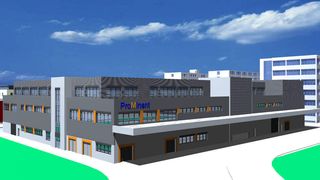 Nordostansicht des geplanten ProMinent Produktionsgebäudes zur Herstellung von Prozessdosierpumpen.  (Bild: ProMinent Dosiertechnik)