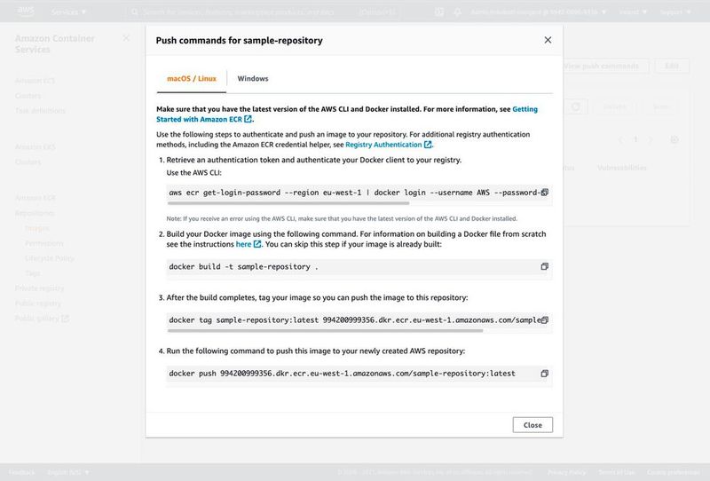 Verschiedene Kommandos für das Sample-Repository.