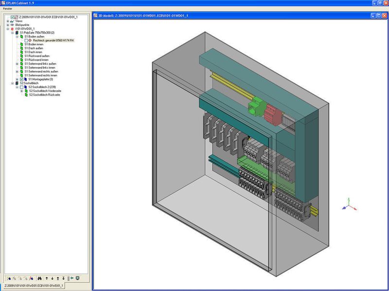 Eplan Cabinet übernimmt die elektrotechnischen Projektdaten – auf der Basis wird ein dreidimensionales Schaltschrank-Layout erstellt, das die Bauteile optimal platziert und auch die Kabellängen sowie Ausschnitte und Bohrungen im Schaltschrank ermittelt (Archiv: Vogel Business Media)