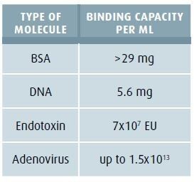 Table 2: Dynamic binding capacities on Sartobind Q 4 mm Membrane Absorbers (Picture: Sartorius Stedim India)