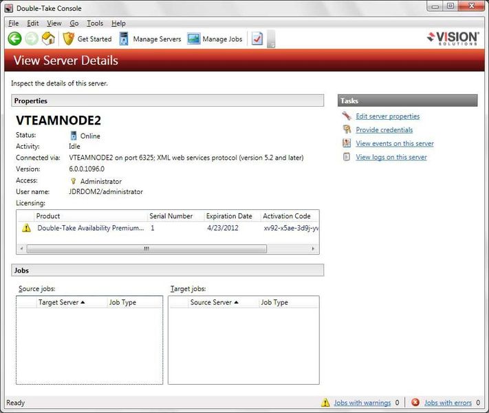Die Server-Detailansicht unter Double-Take Avalability 6.0 (Archiv: Vogel Business Media)