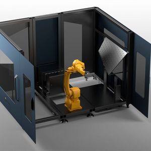 Blick in die einzigartige Roboterzelle Robobend, deren Entstehung unter litauischer Federführung stand. Das Blechbiegesystem können einfach in bestehende Produktionslinien integriert werden.