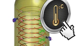 Rohrbündelreaktor mit parallel angeordneten 1,5 bis 6 cm dünnen Rohren. Innerhalb dieser Rohre muss jeweils ein Thermometer mit kleinstmöglichem Querschnitt platziert werden, welches möglichst viele Messpunkte auf der gesamten Länge erfasst. (Bilder: Endress+Hauser; © allapen - Fotolia.com)