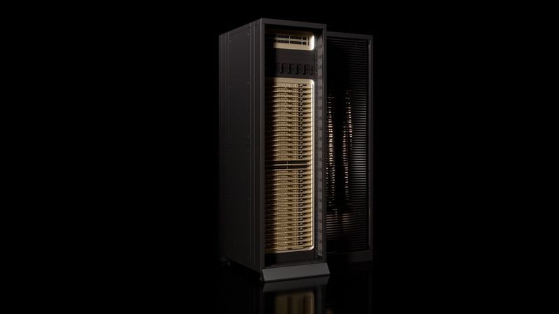 Nvidia bringt die Vera-CPU nicht nur als CPU-Componente in Vera Rubin, sondern auch als Stand-Alone-Lösung für große CPU-Racks, um die von Modellen generierten Ergebnisse zu testen und zu validieren. In einem Rack arbeiten 256 flüssigkeitsgekühlte Vera-CPUs.  (Bild: Nvidia)