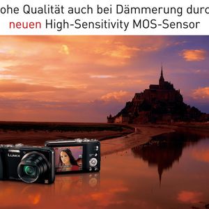 Das Modell Lumix DMC-TZ31 schafft mit dem Hochempfindlichkeits MOS-Sensor eine Auflösung von 14,1 Megapixel und Full-HD-Videos.