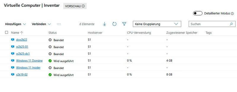 Anzeigen des Status von VMs im Windows Admin Center. (Bild: Joos | Microsoft)
