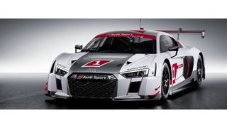 Der neue R8 LMS wird bei den 24-Stunden-Rennen am Nürburgring und Spa 2015 Entwicklungseinsätze unter Werksflagge bestreiten. (Foto: Audi)