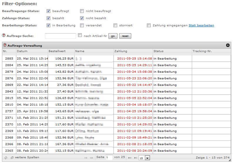 Die Auftragsverwaltung von CosmoShop bietet stets aktuelle Informationen über den Status von Aufträgen. (Archiv: Vogel Business Media)