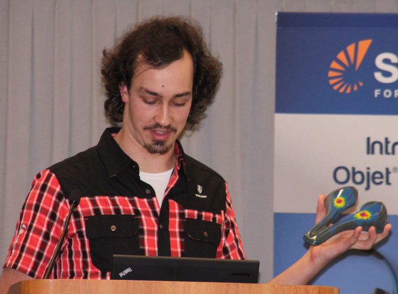 Eine Anwendung des Fahrradherstellers Trek zeigte ein Farbmodell, das den Druck des Radfahrers auf den Sattel darstellte. (Bild: Michel)