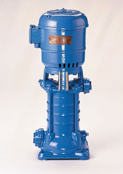1952: The CP 3-40 rotary pump is born — with a vertical set-up and multi-stage design to save space. (Source: Grundfos)