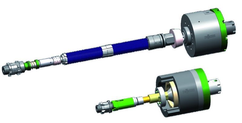 Bild 3: Im Vergleich zu herkömmlichen Konstruktionen ergeben sich Bauraumeinsparungen bis zu 50%. a HSK-Spannsystem mit Federspannung, b extrem kurze Bauweise von Super-Lock für HSK 63 (Archiv: Vogel Business Media)