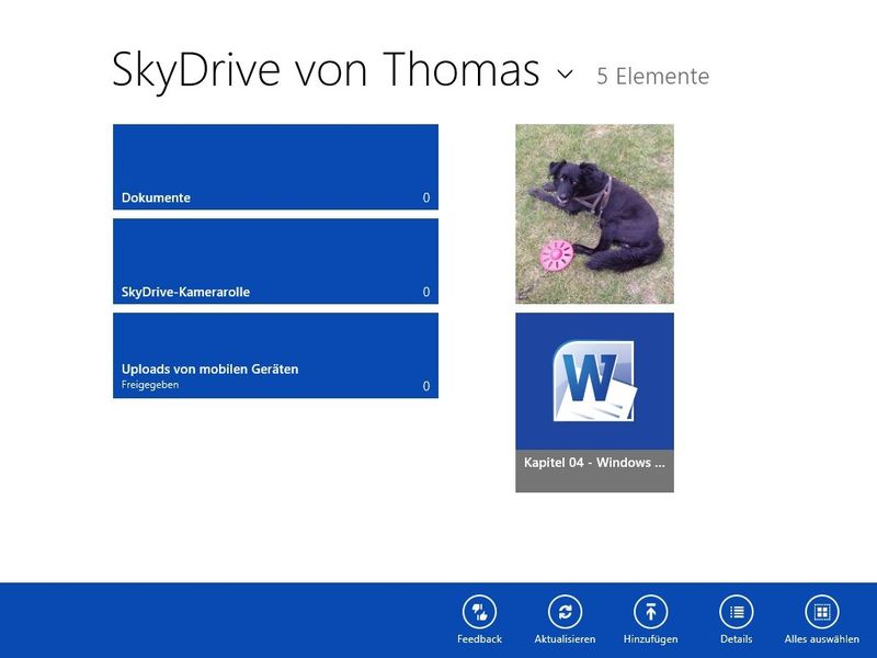 Nach der Anmeldung mit einem Windows Live-Konto verbindet Windows 8 das interne E-Mail-Programm mit dem Konto, sodass sich auf diesem Weg auch E-Mails verwalten lassen. Auch die SkyDrive-App ist automatisch mit dem Windows Live-Konto verbunden. (Archiv: Vogel Business Media)