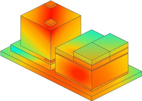 Abbildung 1. Stress-Hotspots in einem 3D-Stapel sind auf thermische, elektrische und mechanische Effekte zurückzuführen.(Bild:  Siemens Digital Industries Software)