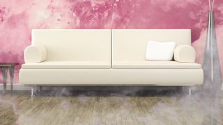 Abb. 1: Polymerhaltige Fußbodenauslegeware, Möbelpolster und Duschvorhänge können Phthalate emittieren. Die Weichmacher adsorbieren an Staubpartikel und reichern sich daran an. (©Jag_cz, ©magann- stock.adobe.com)