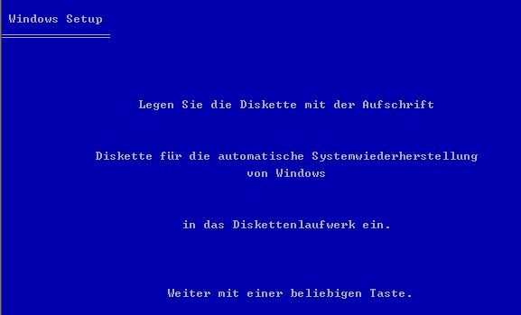 Die Desaster-Recovery-Funktion von Windows Server 2003 benötigt noch ein Diskettenlaufwerk für die Wiederherstellung. (Bild: Joos)