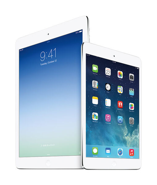 Sowohl der grße Bruder iPad Air wie der iPad Mini Retina kommen auf eine Auflösung von 2.048 x 1.536 Pixeln. (Bild: Apple)
