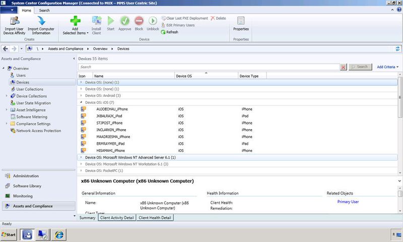 Abbildung 10: Durch das Mobile Device Management erfolgt die Verwaltung von Smartphones, Tablets oder PDAs aus dem Kontext des Configuration Manager.  (Bild: Baumeister)