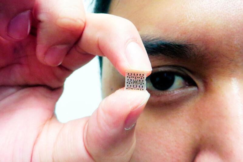 Ein Galliumnitrid LED-Chip mit optobiomedizinischen chemischen Sensoren (Hutomo Suryo Wasisto/TU Braunschweig)