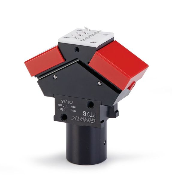 Der PT28 Nadelgreifer von Gimatic ist hitzebeständig und verfügt über eine Ausblasfunktion. (Gimatic)