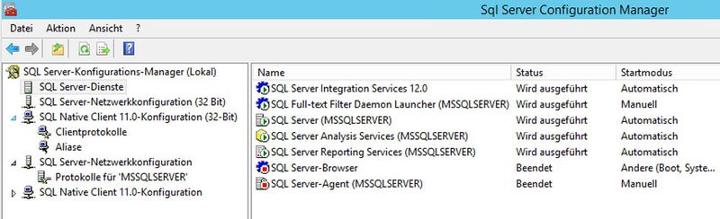 Abbildung 2: Im Konfigurations-Manager von SQL Server 2014 überprüfen Admins und Power-User die Systemdienste nach der Installation des Datenbank-Servers. (Bild: Thomas Joos)