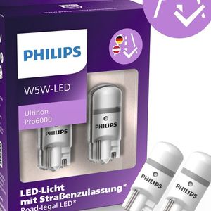Philips bietet mit seiner „Ultinon-Pro6000-W5W-LED“ auch eine LED-Umrüstlösung für das Standlicht an.(Bild:  Philips/Lumileds)