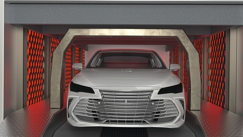 In drying systems for painting lines in automotive production, continuous temperature monitoring is essential to ensure uniform curing of the paint layers and to avoid paint defects. Micro-Epsilon UC thermometers measure very high paint surface temperatures constantly, contact-free and reliably. (Image:Micro-Epsilon)