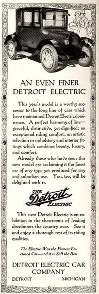 Anzeige von Detroit Electric in einem Magazin vom Februar 1920 (Public Domain)