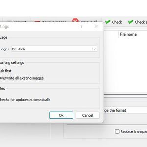 In den Einstellungen kann Converseen angepasst werden. Hier ist es möglich, die Sprache zu ändern. (Bild:  Joos (Screenshot))
