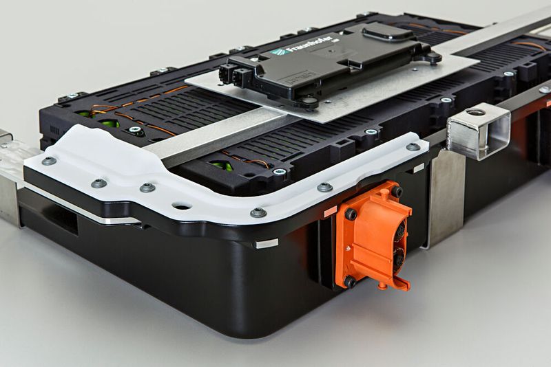 Construction of the lightweight, recyclable battery in modular design with crash struts, battery management system and electrical connections. (Image:Fraunhofer LBF/Raapke)
