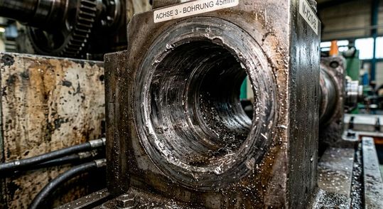 Wo bewegte Maschinenteile einander berühren, gibt es Reibungsverluste, die schließlich zum Ausfall eines der Partner führen. Deshalb schmiert man Maschinen. Und Fraunhofer-Forscher können jetzt spezielle Kohlenstoffschichten herstellen, die besser sind als Öl und Fett ...(Bild:  KI-generiert)