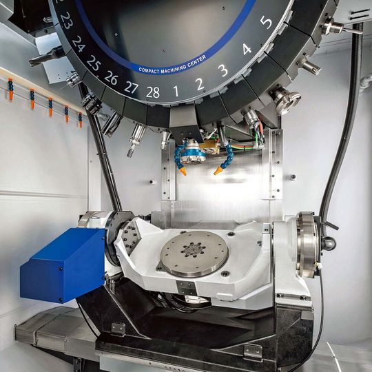 The new Brother Speedio U500Xd1 30-taper, 5-axis machining centre features a 28-position magazine for tools. The new Brother Speedio U500Xd1 30-taper, 5-axis machining centre features a 28-position magazine for tools.