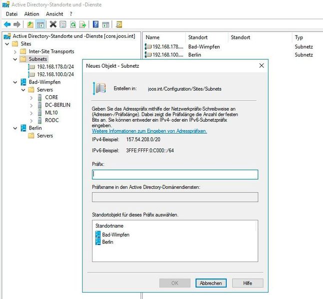Mit Standorten kann die Replikation zwischen Domänencontrollern gesteuert werden. (Joos / Microsoft)