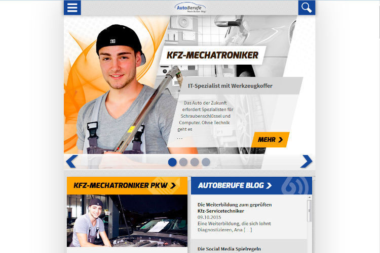 Die neue Internetseite www.autoberufe.de stellt die Berufe in einem modernen Layout vor. (Foto: autoberufe)