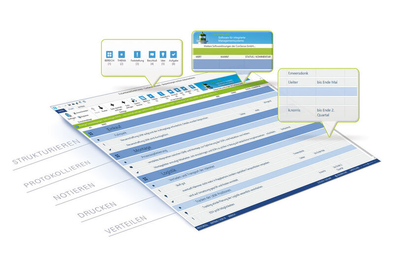 Das Softwaretool vereinfacht das Erstellen von Mitschriften. (Bild: Con Sense)