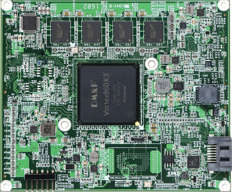 PEM-E205VLA: Das ETX-3.0-Modul von Portwell mit dem Vortex-Prozessor 86DX3 unterstützt ISA-Bus, IDE / SATA, I2C, SPI, IPC.