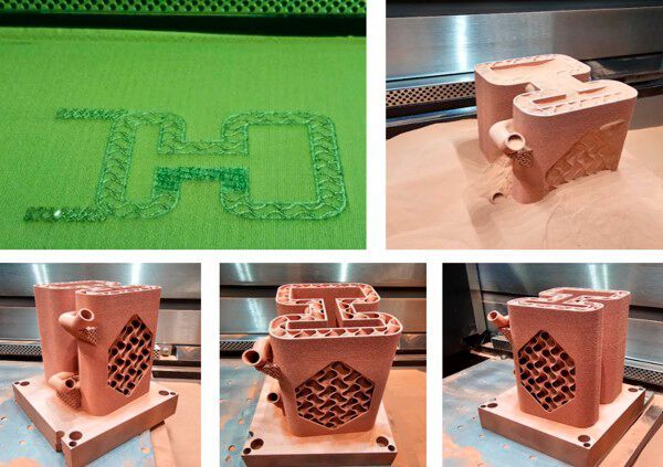 Das Team der STFC UK Astronomy Technology Centre hat einen Synchrotronabsorber mit konformen Kühlkanälen und Kreiselstrukturen zur passiven Kühlung und Leichtbauweise in Kupfer-AM neu gestaltet. (Bild: 3DPC)